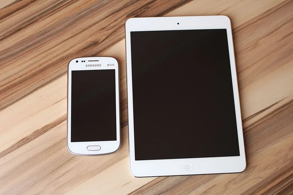 A refined smartphone showcasing artwork in a clean, minimalist setting, ideal for technology and design themes.